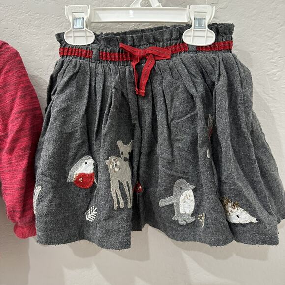 Next Red Woodland Hoodie Sweatshirt & Grey Skirt Outfit - Picture 8 of 11